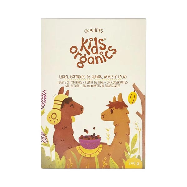 Cereal Cacao Bites de quinua, arroz y cacao 240gr - Kids Organics