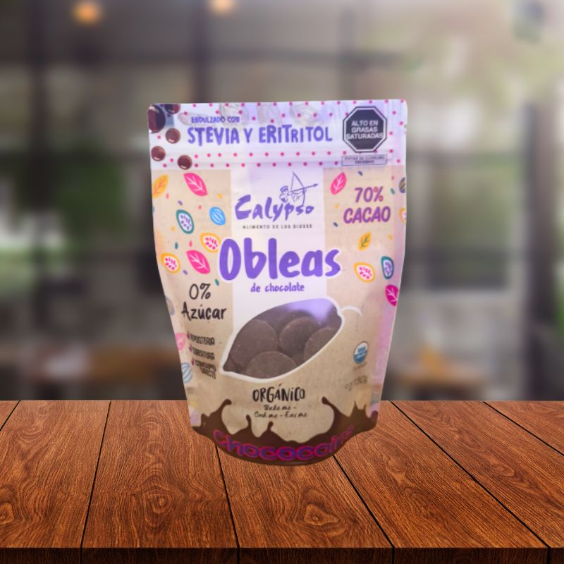 OBLEA CHOCOLATE 70% STEVIA Y ERITRITOL - CALYPSO UND 