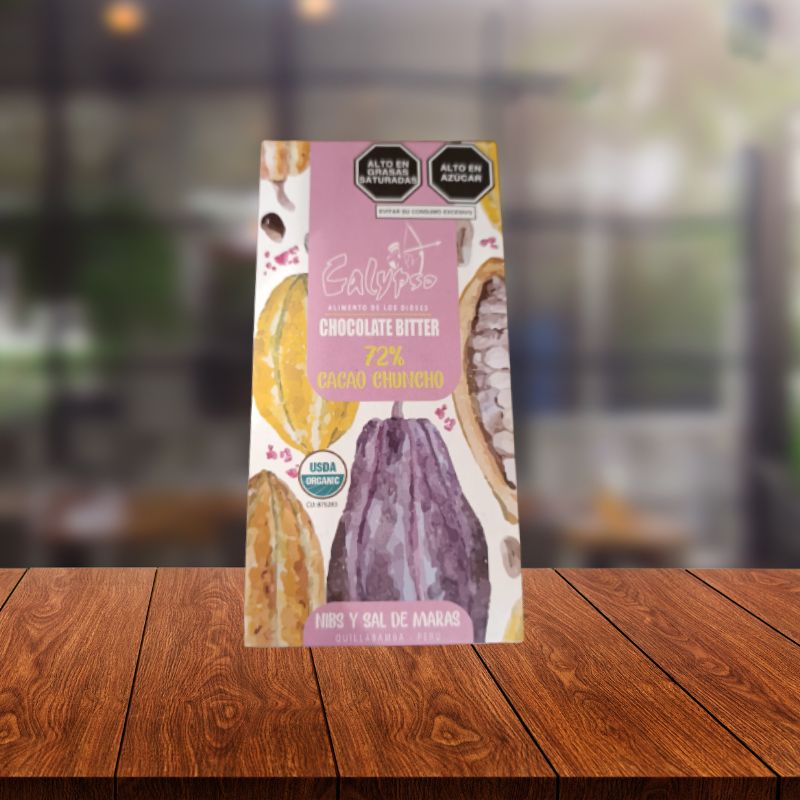 BARRA CHOCOLATE BITTER 72% NIBS Y SAL DE MARAS - CALYPSO UND 