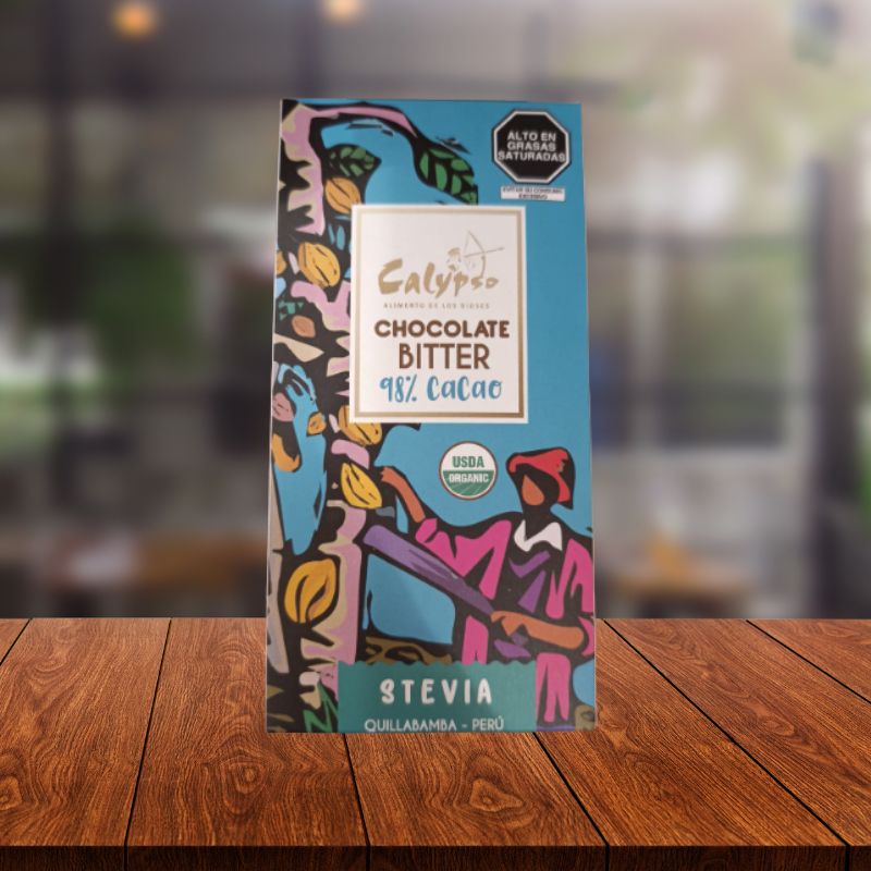 BARRA CHOCOLATE STEVIA 98% 50G - CALYPSO UND 