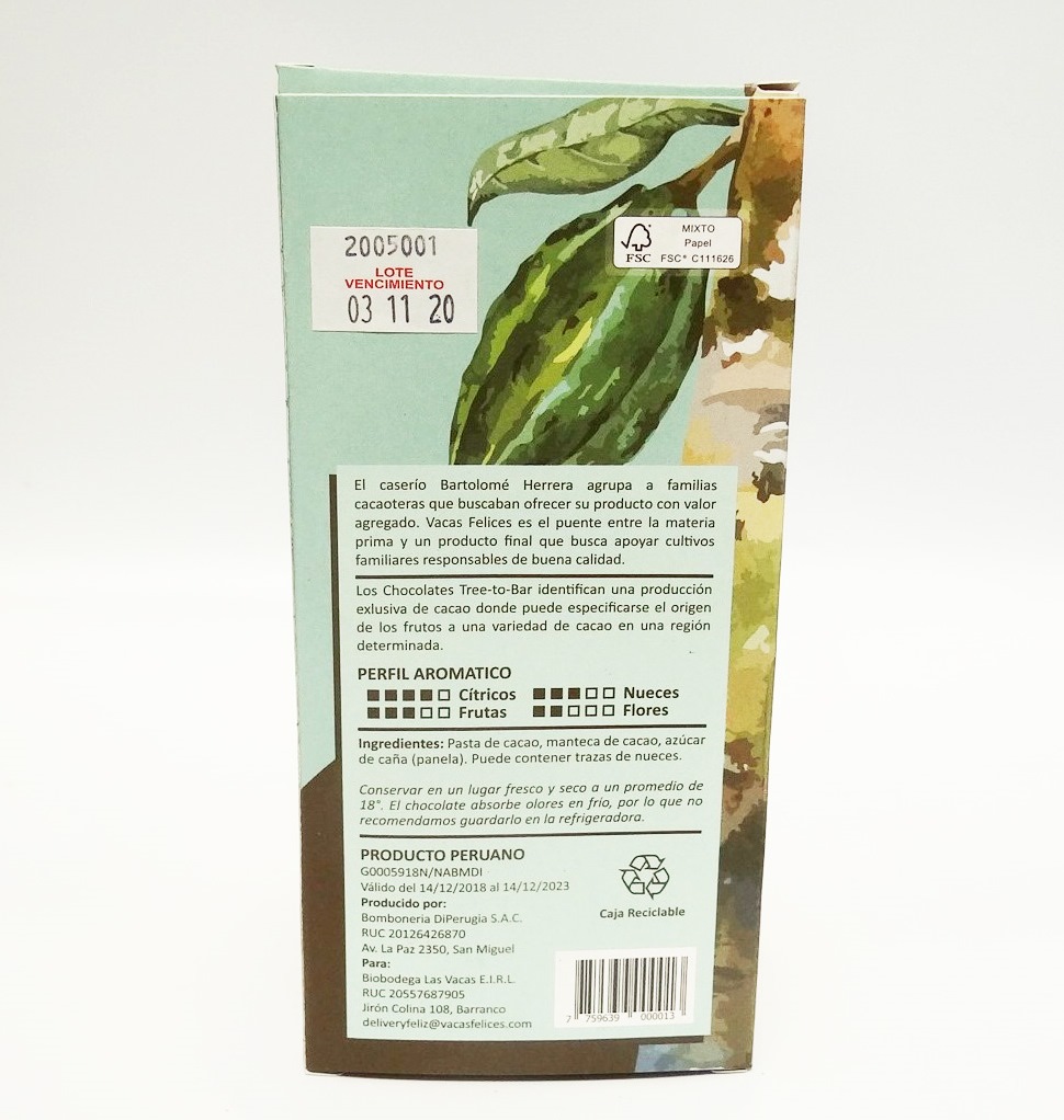 CHOCOLATE CHOCO FELICES 72% BARRA 100 GR - BB