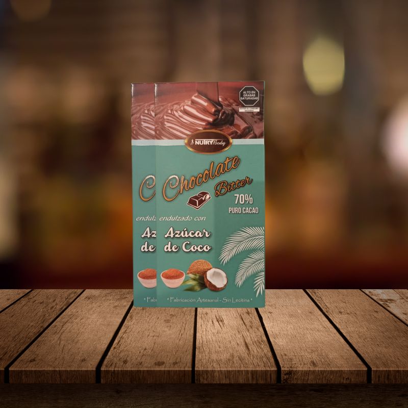 BARRA CHOCOLATE 70% C/AZUCAR COCO 100G -NUTRY BODY