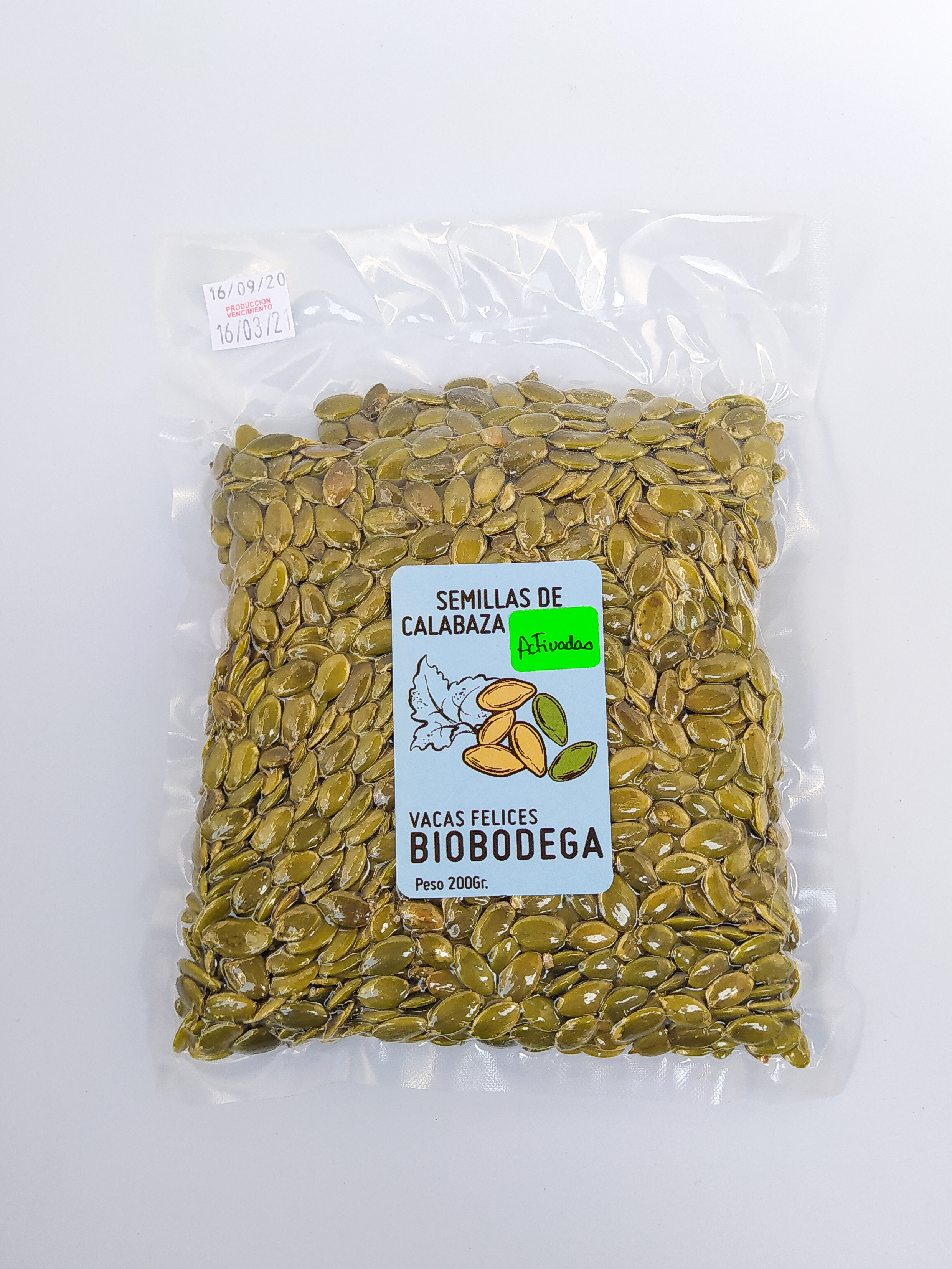 Semillas de calabaza activadas  200gr - Vacas Felices