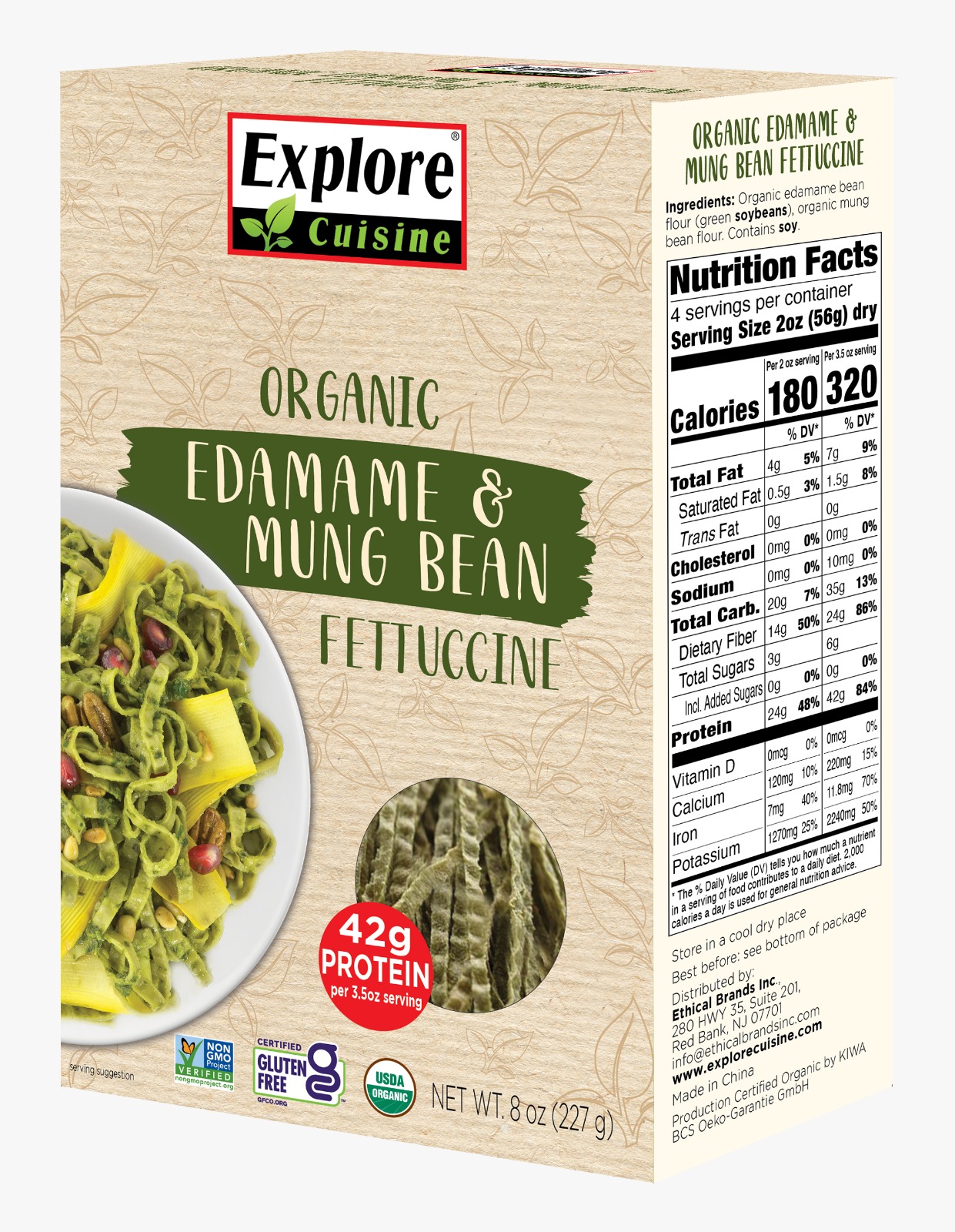 Pasta Edamame & Mung Bean Fetuccini 227 GR - Explore Cuisine