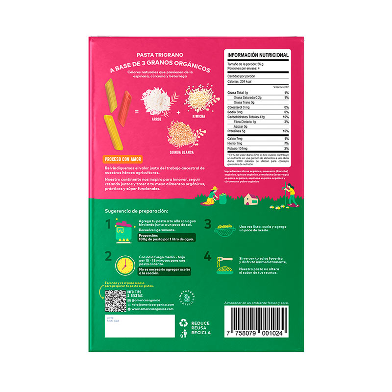 Pasta Trigrano Penne Sin Gluten 227G - América Orgánica
