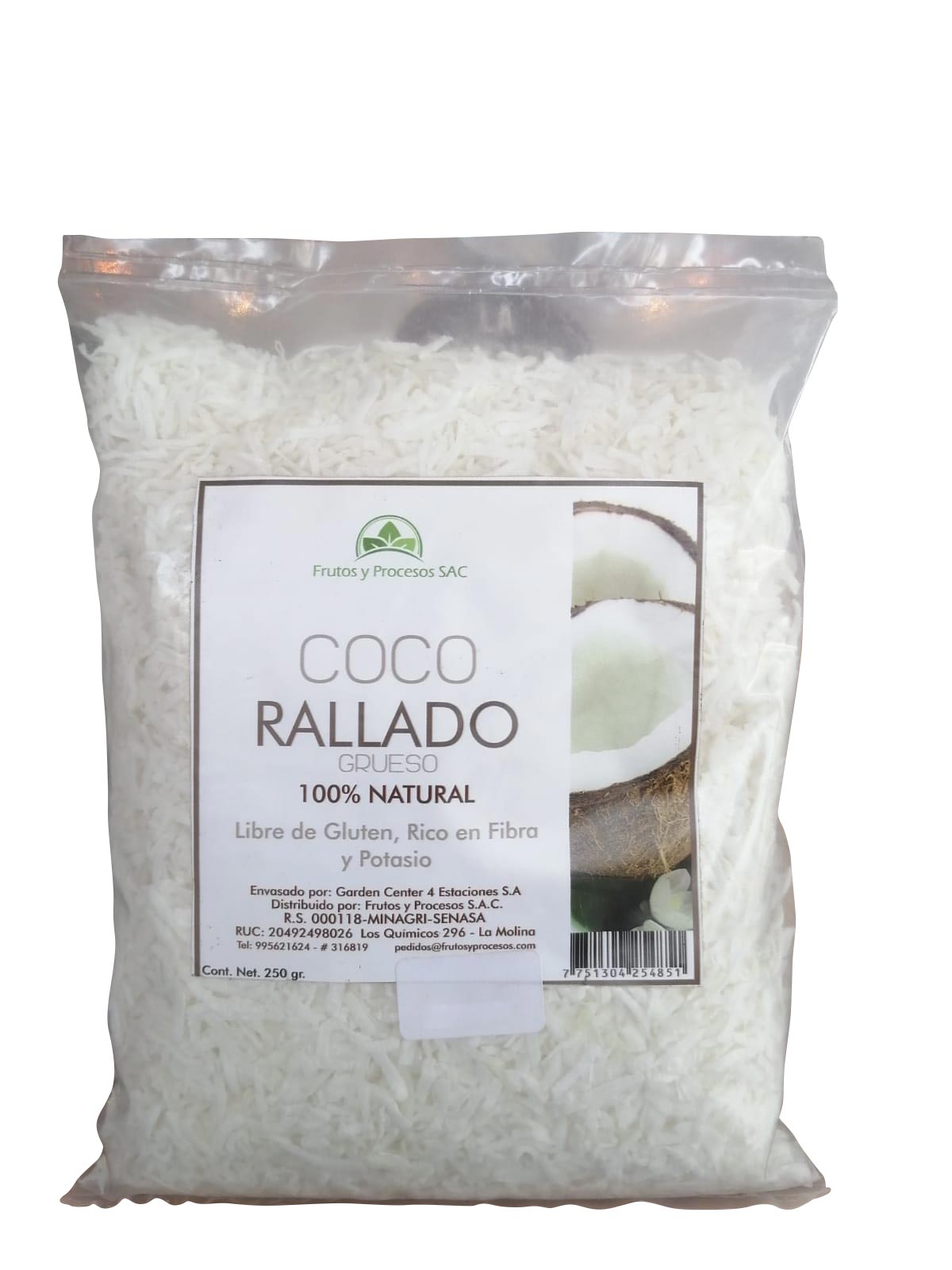 Coco rallado 250gr- Frutos y Procesos