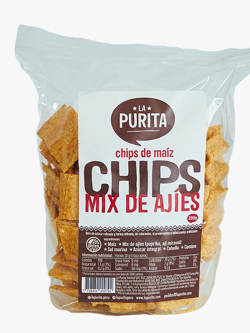 Chips maiz mix de ajies 200 Gr. - La Purita Verdad