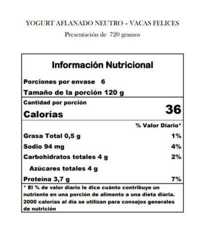 Yogurt Aflanado 720ml - Vacas Felices
