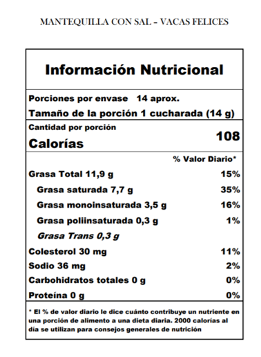Mantequilla con Sal Maras 180gr - Vacas Felices