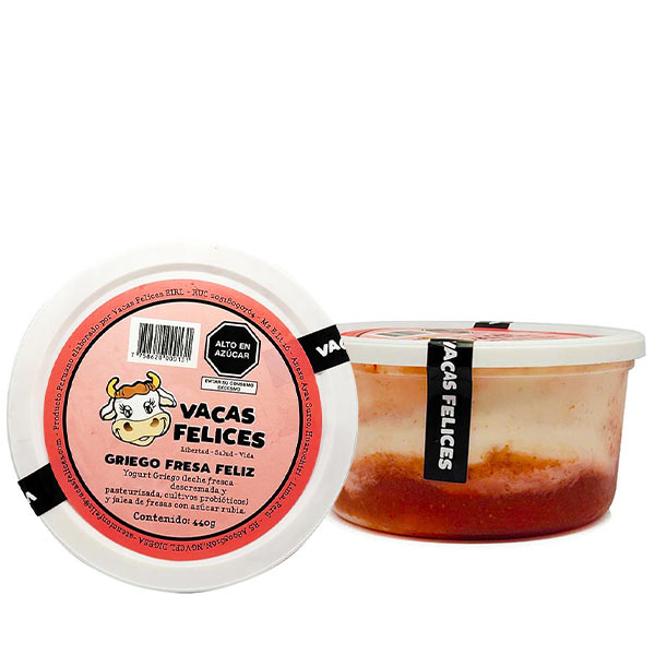 Yogurt Griego Fresa 440gr - Vacas Felices